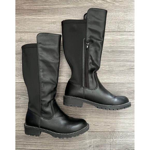 Steve Madden Girls Black Knee High Boots size Crystals Fall